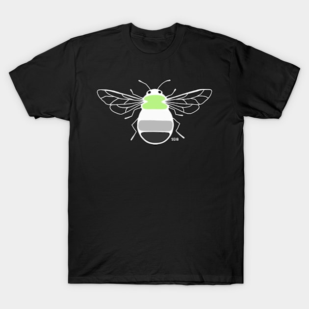 Agender Pride Bee (Dark) T-Shirt by Zenzoa